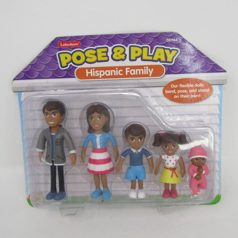 Lakeshore Pose & Play Hispanic Family Flexible Bendable Doll Figures Playset NEW